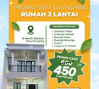 Rumah 2 Lantai Cipayung Depok Harga 450 Juta SHM, Soft Launching