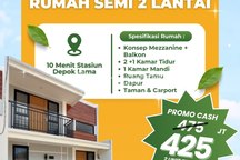 Rumah Semi 2 Lantai Konsep Mezzanine, Lokasi Strategis Depok