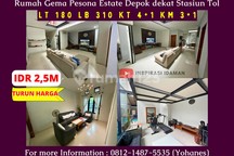 Rumah Luas 180Mtr Gema Pesona Estate Depok Dekat Stasiun Tol