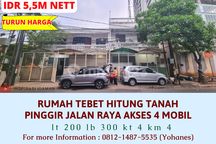 Rumah Tebet Hitung Tanah Pinggir Jalan Komersial Akses 4 Mobil