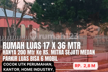 Rumah Luas 17 X 36 Depan Rs. Mitra Sejati Medan