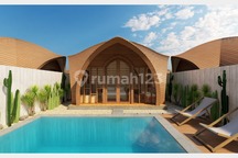 Glamping fully furnished interior view bukit dan laut di daerah Nusa Penida, Bali.