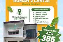 Promo 385 Juta! Rumah 2 Lantai 3 Kamar Tidur Surat SHM - Sisa 2 Unit
