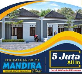 Rumah SHM Baru dekat alun-alun kota Sukoharjo