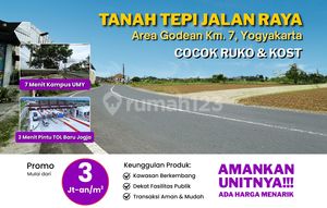 Tanah Jogja Tepi Jalan Raya Area Kampus UMY, View Sawah