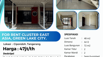 Gambar 2 For Rent Rumah Semi Furnished Cluster East Asia Green Lake City