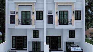 tampak depan dijual rumah 3 lantai di