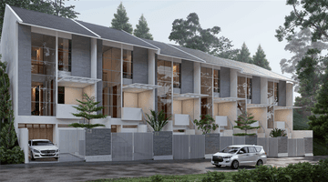 tampak depan rumah 3 lantai di sayap