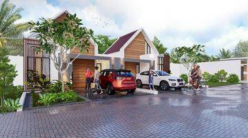 tampak depan rumah cluster modern super strategis