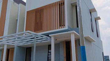 tampak depan rumah modern desain scandinavian di
