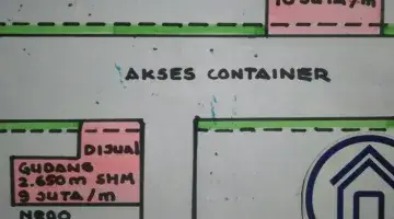 Gambar 1 Gudang Dijual HITUNG Tanah Akses Container 40 feed Luas Gudang 25 x 75