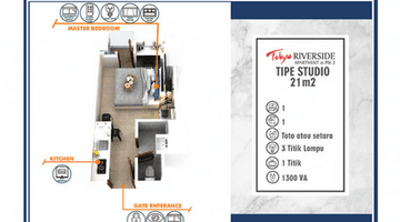 Gambar 1 DIJUAL STUDIO TOKYO RIVERSIDE APARTEMEN ADA AC MURAH