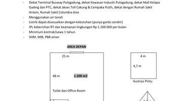 Gambar 1 Disewakan Gudang Pegangsaan Dua Kelapa Gading Jakarta Utara