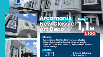 Gambar 1 Dijual Rumah di Arcamanik Bandung 2 Lantai New Classic Art Deco 900 jutaan