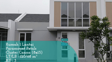 Gambar 1 Dijual Rumah 1 Lantai Paramount Petals Cluster Canna Tipe 8x15