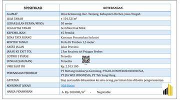 Gambar 3 Dijual Cepat Tanah Peruntukan Industri Brebes Jawa Tengah