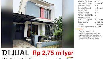 Gambar 1 Dijual Rumah 2 Lantai Melia Garden Graha Raya Tangerang Selatan Bagus Siap Huni 