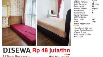 Gambar 2 Di Sewa Apartemen 2 BR M Town Gading Serpong Tangerang Bagus Full Furnished Siap Huni 