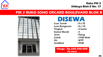 Gambar 1 DISEWA Ruko di Soho Orchard Boulevard uk. 8×35