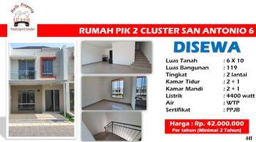 Gambar 1 DISEWA RUMAH 2 LANTAI BARU di Cluster San Antonio 6 PIK 2, Jakarta Utara. UKURAN 6 x 10