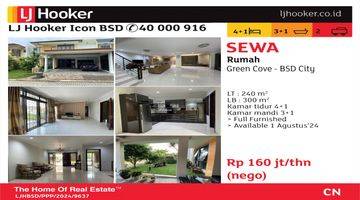 Gambar 1 Rumah Disewakan 2 Lantai LT 240m2 LB 300m2 KT 4+1 Full Furnished di Cluster Green Cove BSD City