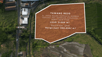 Gambar 1 Tanah di Desa Kemisik Jl. Jaksa Agung Suprapto, Sumber Gedang, Kec. Pandaan, Pasuruan, Jawa Timur 67156, Pasuruan SHM 9.000 m²