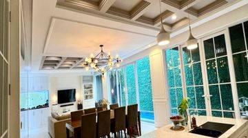 ruang tamu rumah mewah pik furnish kolam