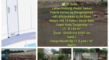 Gambar 1 di Jual Tanah Luas 8000 Meter Jl Raya Daan Mogot Tangerang