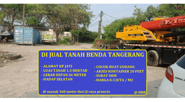 Gambar 1 di Jual Tanah Luas 1 Hektar Kampung Jati Benda Tangerang