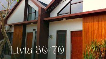 tampak depan scandinavian housing view alam di