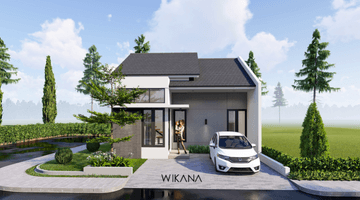 tampak depan rumah minimalis 1 lantai posisi