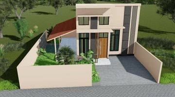 tampak depan rumah villa 2 lantai dekat