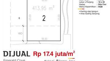 Gambar 2 Dijual Tanah 414 M2 Cluster Emerald Cove Gading Srpong Tangerang Bagus Siap Bangun HGB , Sel