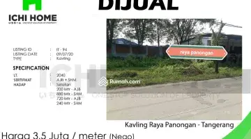 Gambar 1 Tanah Pinggir Jalan Lokasi Strategis Di Panongan Tangerang