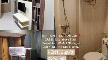 Gambar 1 FURNISH LENGKAP+TERMURAH: Apart CBD 2BR Surabaya Barat, View Pool+City, RENT 28jt/thn Nett; Jual 255jt Cash keras!