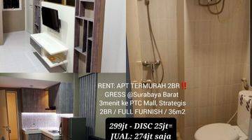 Gambar 1 Termurah+furnish Lengkap: Apart Cbd 2br Surabaya Barat, View Pool+city, Rent 28jt/Thn Nett; Jual 255jt Cash Keras! Investor Welcome!