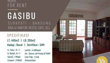 Di Sewakan Rumah di Surapati - Gasibu, Bandung, dekat Gedung Sate, Dago, Bisa untuk Kantor, Resto, cafe