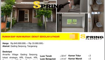 Rumah Amarillo Village Gading Serpong Dekat Stasiun Serpong Bsd