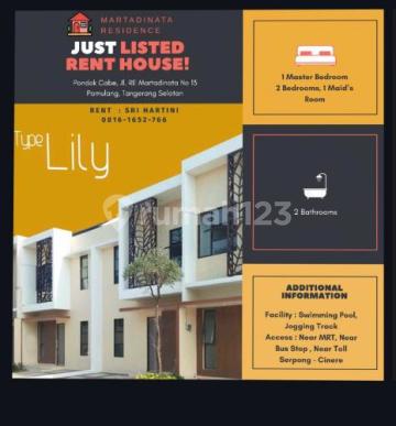 Martadinata Residence Disewakan, Pondok Cabe Tangerang Selatan
