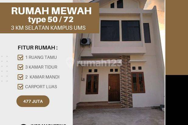 Rumah 2 Lantai dekat Kampus UMS Hanya 400 juta an