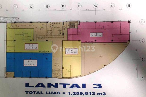 Disewakan Office Space 140 S d 1000 M2 di Gedung C N I Puri Indah