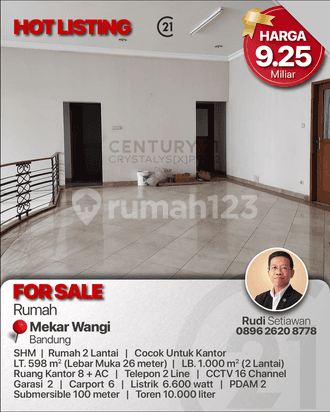 Rumah Kantor Fasilitas Lengkap Siap Pakai di Mekar Wangi, Bandung