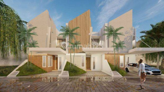 Rumah 2 Lantai Ada Rooftop Model Skandinavia Pinggir Jalan Raya