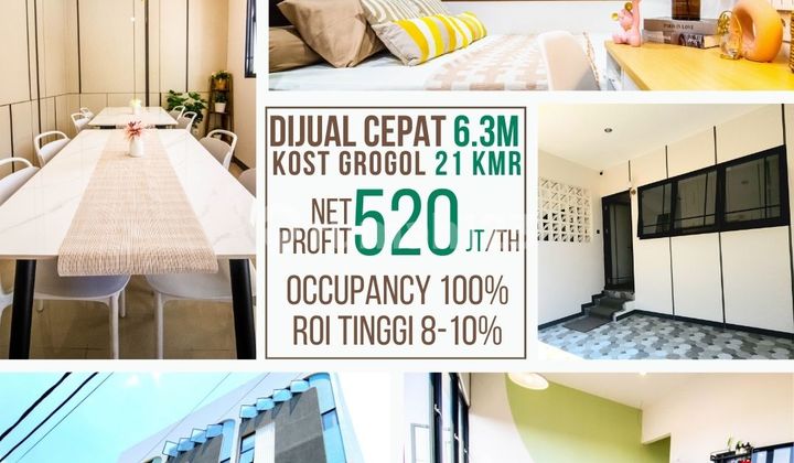 Dijual Kost grogol jakarta barat, 21 kamar, occupancy 100%