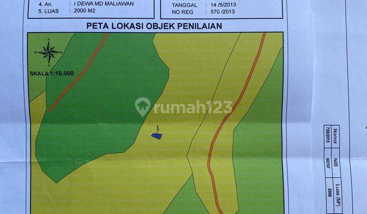 Tanah Siap Bangun Cocok Untuk Villa View Laut Sawah
