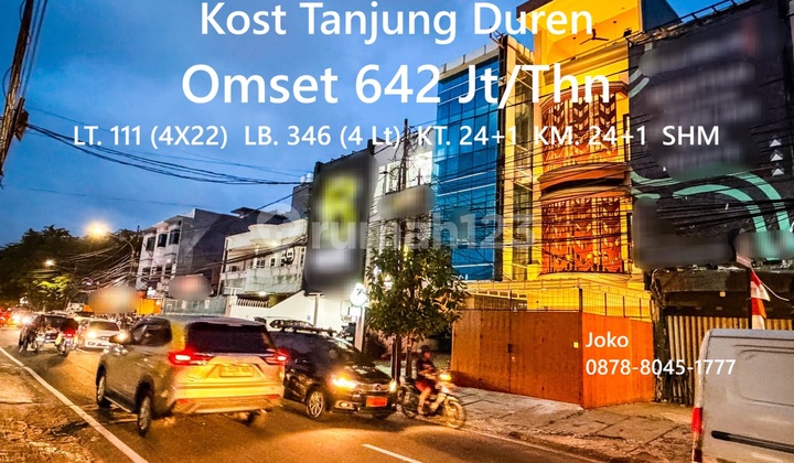 Kost Baru 24 Kamar, Omset 53,5 Jt/Bln atau 642 Jt/Thn di Tanjung Duren