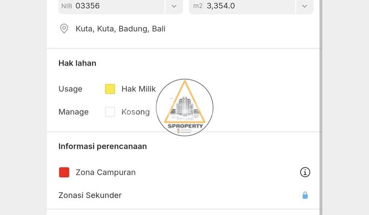 Tanah Premium Komersil Berlokasi di Jalan Merdeka Raya Kuta