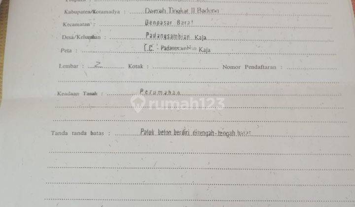 Dijual Tanah Harga Dibawah Pasaran Lokasi di Padang Sambian Kaja 2