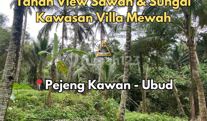 Tanah View Sawah Dan Sungai Lingkungan Villa Di Ubud