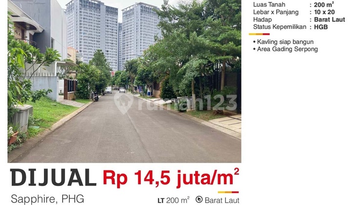 Harus Terjual Kavling Cluster Sapphire, Phg Gading Serpong. 2